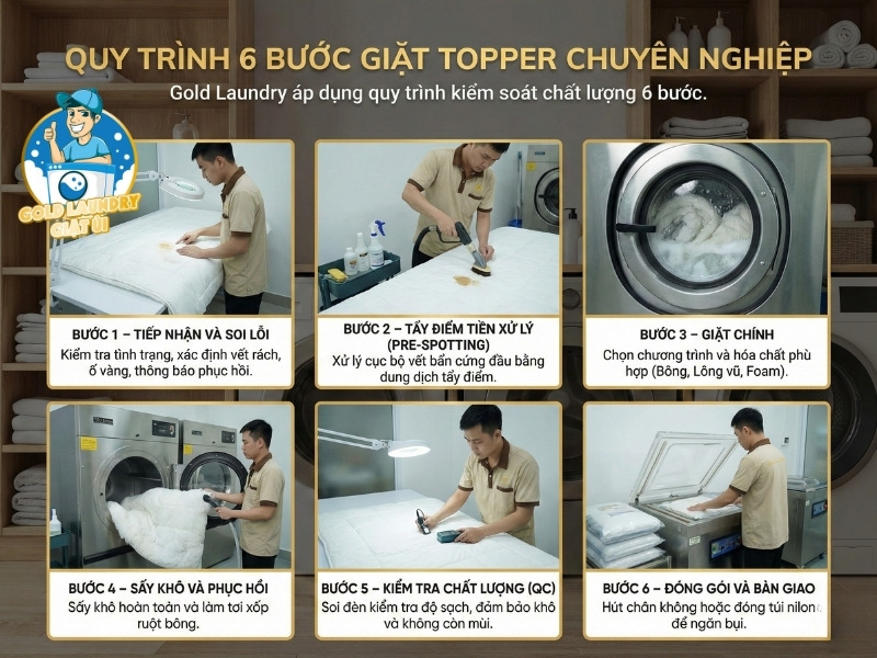 Quy trình giặt topper chuyên nghiệp