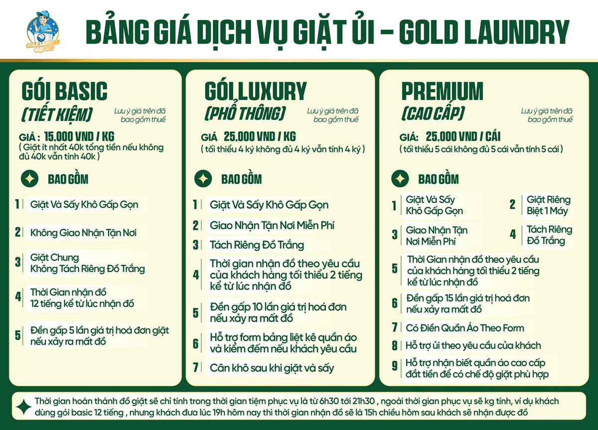 Bảng giá giặt ủi tại Quy Nhơn mới nhất 2026