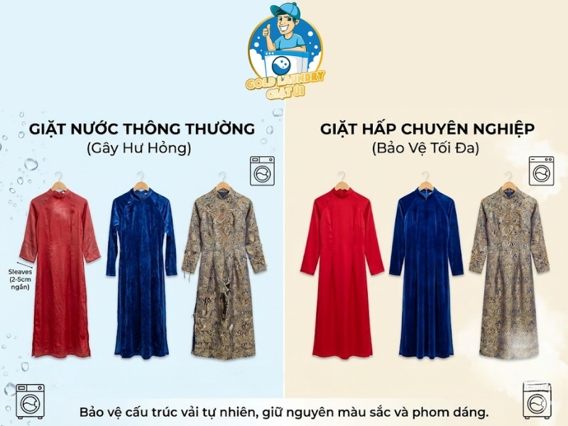Tại sao áo dài cao cấp cần được giặt hấp thay vì giặt nước?